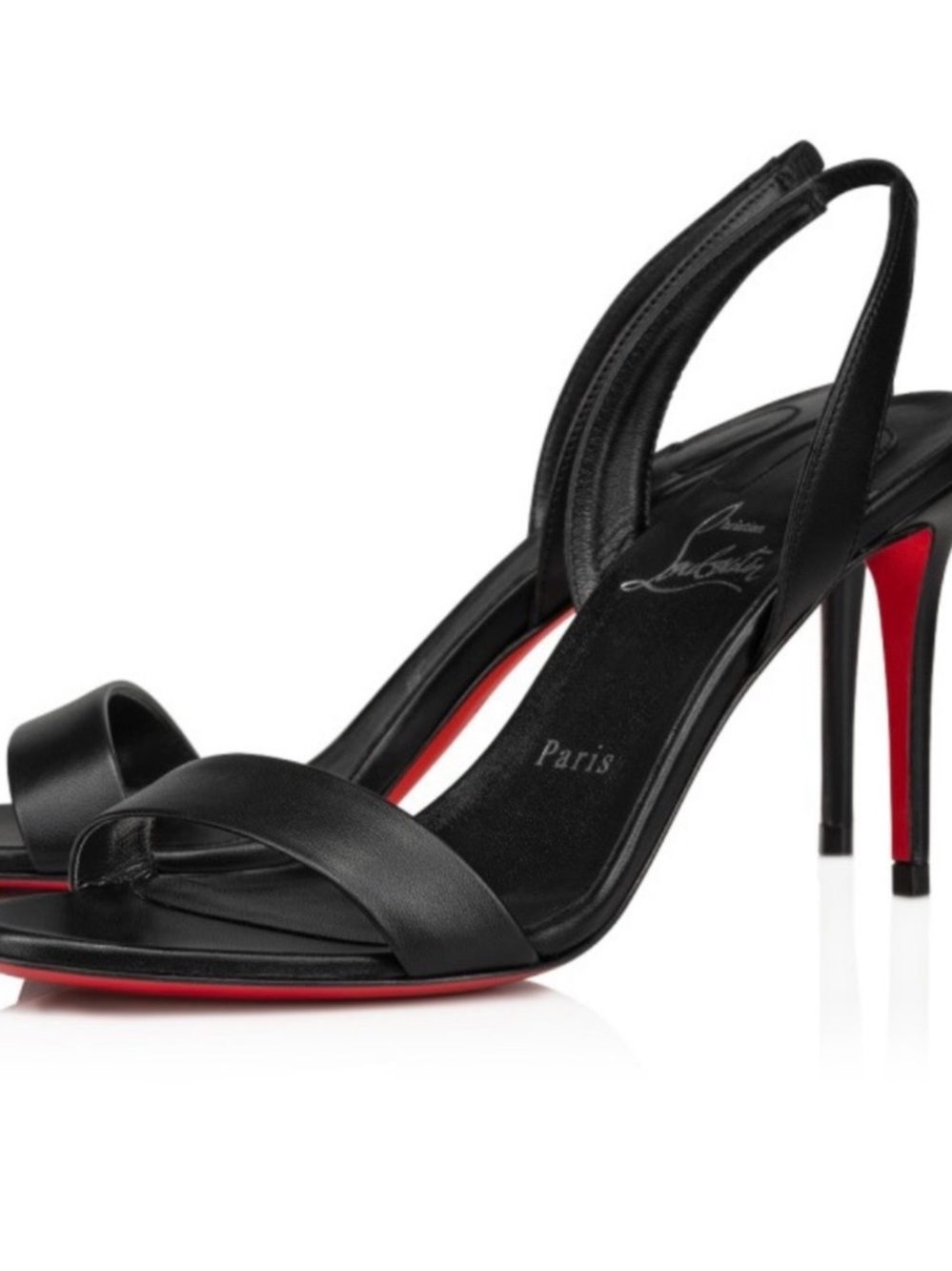 Christian Louboutin Black Leather Slingback Heels with Red Sole